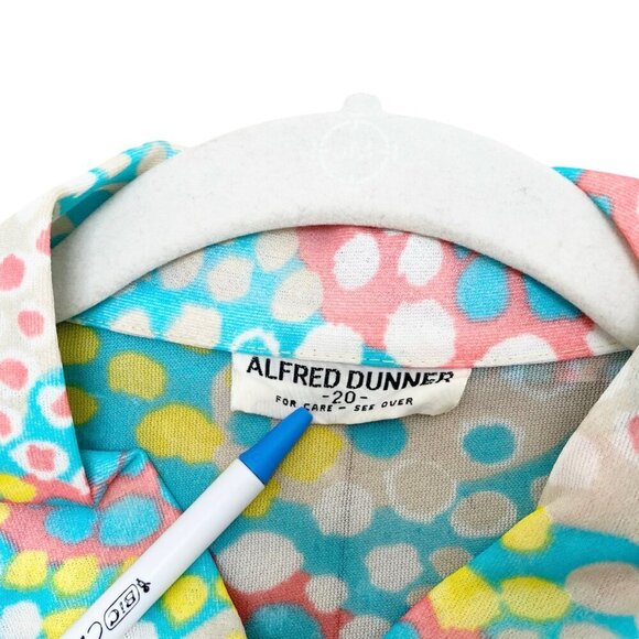 Vintage 60s Abstract Dot Print Button Up Top - Picture 4 of 6